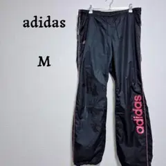 【adidas】ウインドブレーカーブラックパンツ シャカシャカズボン　ピンク　M