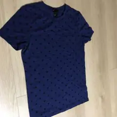 ◆美品、半袖Tシャツ(H&M)青x黒水玉