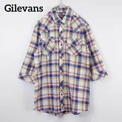 美品☆Gilevans チェックシャツ M スナップボタン ロールアップ袖 綿