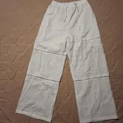 JEANASiSレース装飾付きホワイトワイドパンツ、一回のみ着用