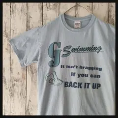 アメリカ古着　半袖Tシャツ　GILDAN　S　Swimmingウォーターブルー