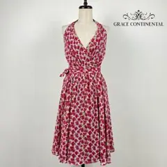 美品 グレースコンチネンタル ラップフレアワンピース ピンク 36*CB218