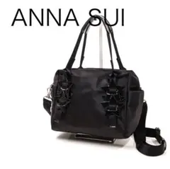 H1396-4◾️アナスイ　2wayハンドショルダーバッグ　ナイロン×パテント