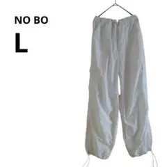 海外古着 NOBO カーゴパンツ L ゴムウエスト ホワイト シャカシャカ 無地
