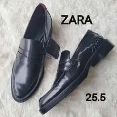 ZARAWOMAN ☆未使用タグ付 ローファー エナメル スタッズ 黒 25.5