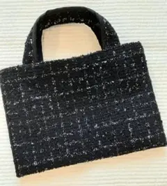 【新品未使用】ハンドメイド 尾州ツイードミニトートバッグ ブラック