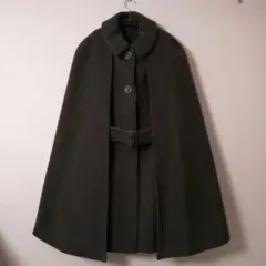 レザーパイピングケープコート カーキ