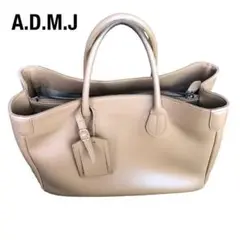 ADMJレザートートバッグ A.D.M.J ベージュ エーディーエムジェイ