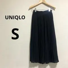 UNIQLO ユニクロ シフォンプリーツロングスカート ブラック S