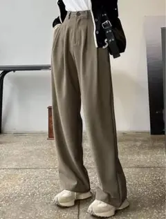 Mサイズ コーヒーブラウン ワイドパンツ ストレートレッグ カジュアル