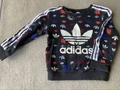 adidas 花柄 トレーナー 黒　ベビー　キッズ90サイズ
