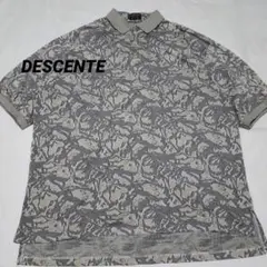 DESCENTE デサント　総柄　半袖　ポロシャツ　日本製　XLサイズ