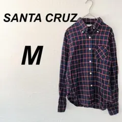 ⭐️SANTA CRUZ⭐️長袖チェックシャツ　ネイビー　M カジュアル