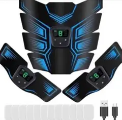 【新品】EMS 腹筋ベルト 9段階調節 6種類モード USB充電式 男女兼用