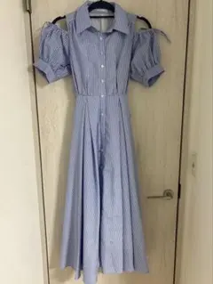 ウィルセレクション　オフショルワンピース　ストライプ