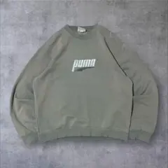 【PUMA】現行オリーブスエットトレーナー刺繍ロゴメンズXLカーキUSA古着