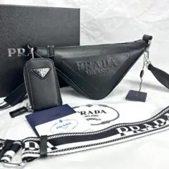 【美品】PRADA プラダ ノベルティ 三角 レザー ショルダーバッグ 箱付き