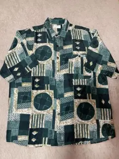 SUMMA 幾何学模様 シルクアロハシャツ L