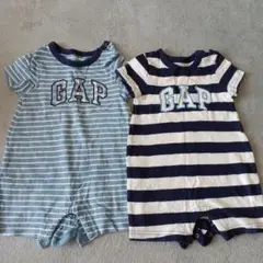 GAP ストライプロンパース2点セット