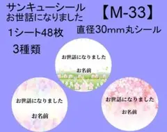 サンキューシール48枚【M-33】メッセージ/ギフト/ほんのきもち/ハンドメイド