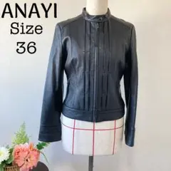 ANAYIアナイ ラムレザー 羊革 ライダースジャケットブラック黒色36サイズ