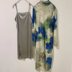 MURUA ムルーア ニュアンスパターン セミシアーワンピース インナー付き