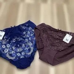 刺繍とレースのMサイズショーツ2枚セット