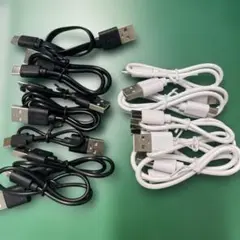 USB充電ケーブル 12本セット（黒7本、白5本）