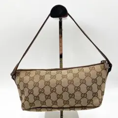 【極美品】グッチ ハンドバッグ アクセサリーポーチ GG柄 キャンバス レザー