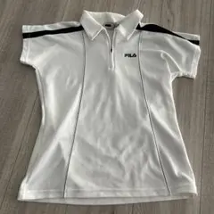 FILA ホワイトポロシャツ ジッパー付き　140