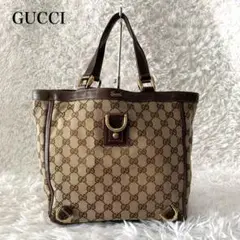 ♡極美品 グッチ トートバック GGキャンバス レザー アビー ロゴ刻印 金具