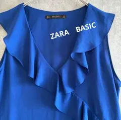 ZARA BASIC Ｖネック　フリル　ノースリーブ