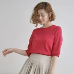 groveひんやり多機能・やわらかドライタッチ五分袖プルオーバー　ピンク