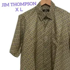 JIM THOMPSON ジムトンプソン　ゾウ柄 総柄　開襟　シルクシャツ　ＸＬ
