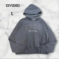 ディバイデッド　H&M　パーカー　フードつき ダークグレー　プリント　L