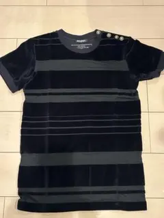 BALMAIN ベロア　Tシャツ　ボーダー黒