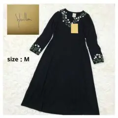 新品未使用*Sybilla*刺繍ニットロングワンピース*ブラック*M