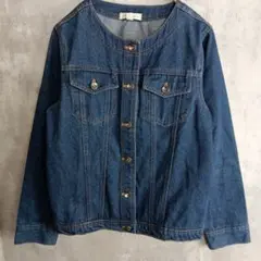 【BRICOLAGE】ノーカラーデニムジャケット　M　着丈52　インディゴ