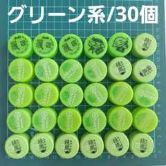 No2　ペットボトルキャップ/30個 (グリーン系)お茶/綾鷹/伊右衛門/その他