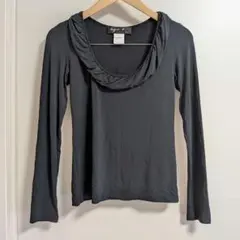 agnes b 長袖 トップス ポリエステル 伸縮性 黒 ブラック