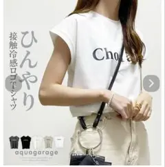 アクアガレージ　ロゴTシャツ　グレージュ