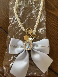 Maison de FLEUR メゾンドフルール ビジューリボンパールストラップ