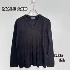 MALE &CO ダイヤ柄　Vネックニットセーター（M）メンズカジュアル