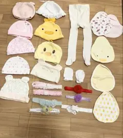ベビー用帽子スタイリボンタイツミトンセット