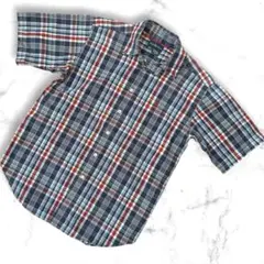 ラルフローレン　美品　Ralph Lauren 半袖チェックシャツ M 青 赤