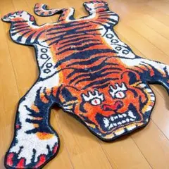 タイガーラグ カーペット マット オレンジ トラ 虎 玄関 フロアマット 新品