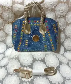 レディース　デニムスタッズショルダーバッグ 未使用保管品