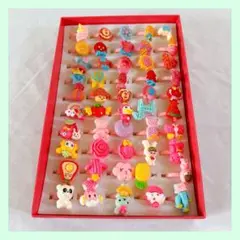 ☆50個セットキッズ 指輪 おしゃれ 可愛い リング おもちゃ 大容量