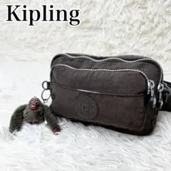美品 Kipling ボディバッグ モンキー ゴリラ チャーム ブラウン
