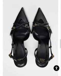 <美品> ZARA バックルストラップ ハイヒールシューズ ボルドー